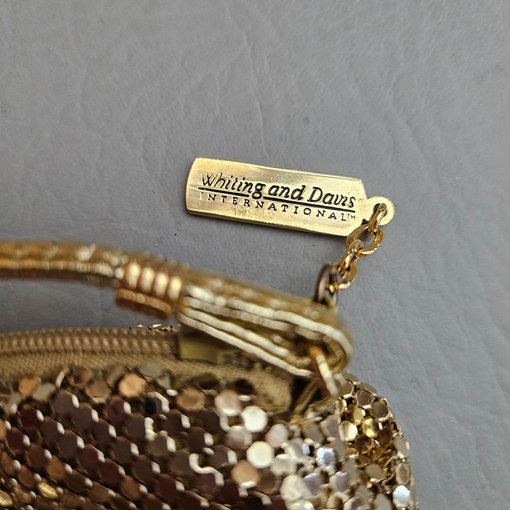 Whiting and Davis International Gold Metal Mesh Crossbody Evening Bag - Picture 5 of 12